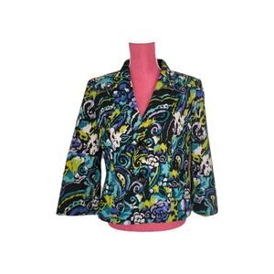 KASPER Office siren core jacket abstract print vintage big lapel size 12